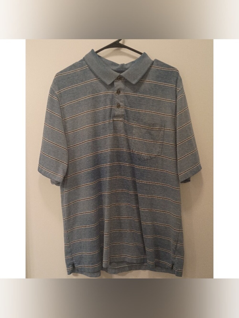 Men's Blue Striped Polo Shirt